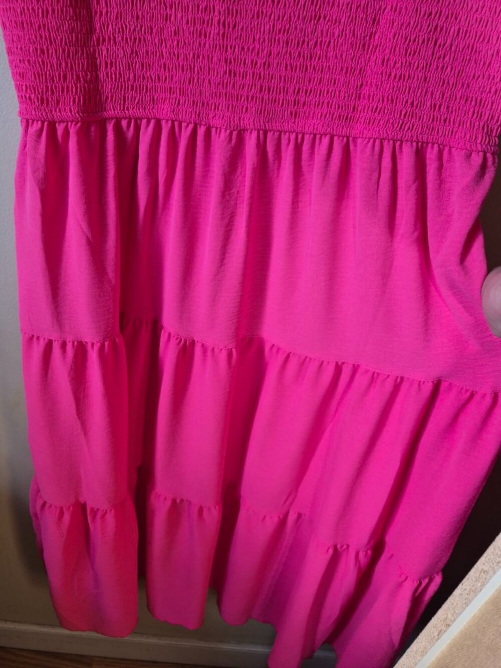 Coloody Fuchsia Pink Smocked Tiered Maxi Dress Flutter Sleeve Plus Size 2XL - Picture 12 of 13